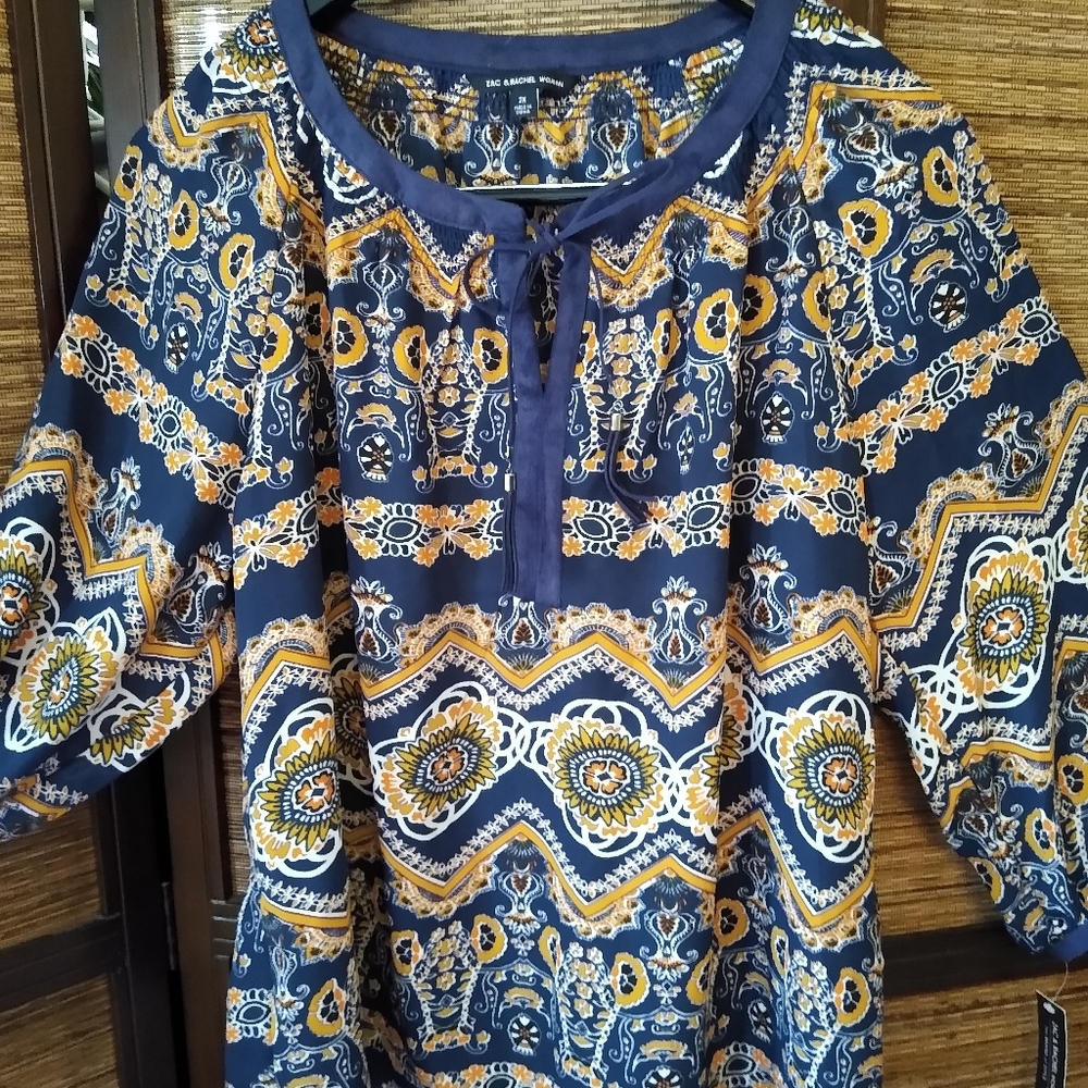 NWT Zac & Rachel Peasant Blouse ~ 2x